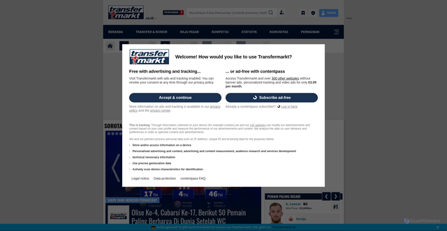 Security scan screenshot of https://transfermarkt.co.id