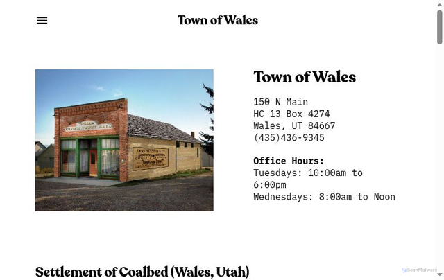 Security scan screenshot of https://www.walesutah.gov/