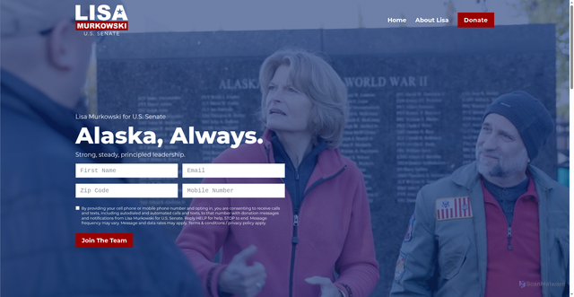 Security scan screenshot of https://lisamurkowski.com/