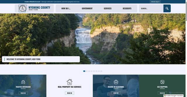 Security scan screenshot of http://www.wyomingcountyny.gov/