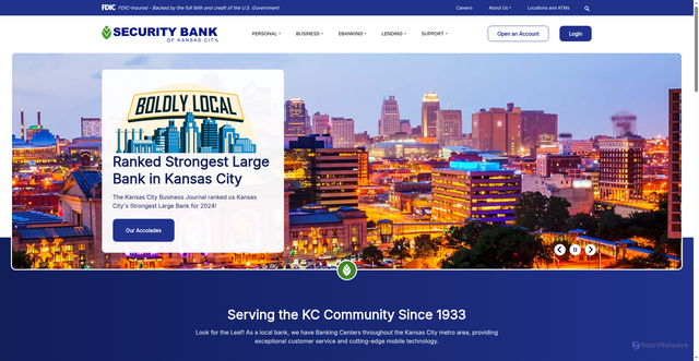 Security scan screenshot of https://www.securitybankkc.com/