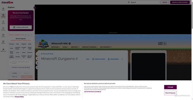 Security scan screenshot of https://minecraft.fandom.com/wiki/Minecraft_Dungeons_II