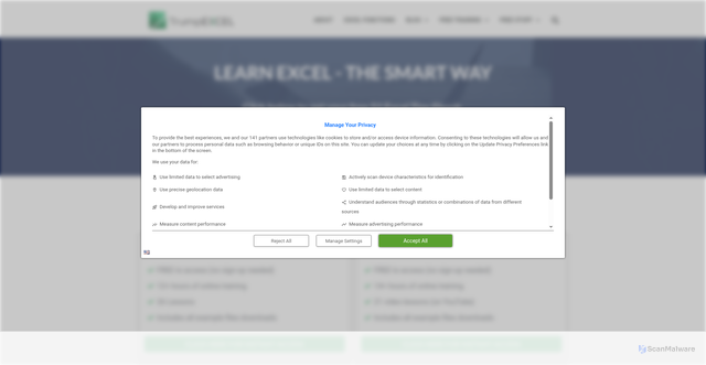 Security scan screenshot of https://trumpexcel.com