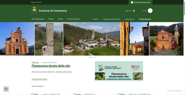 Security scan screenshot of https://www.comune.camerana.cn.it