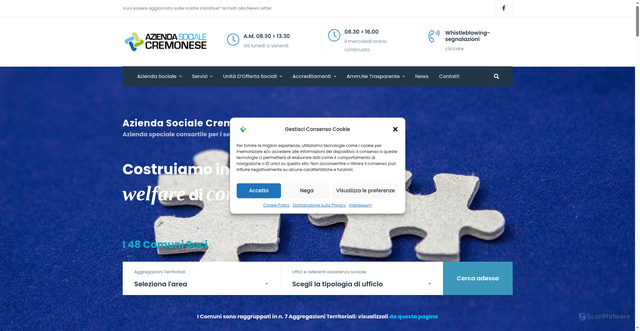 Security scan screenshot of https://www.aziendasocialecr.it/