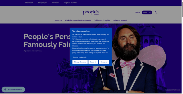 Security scan screenshot of https://thepeoplespension.co.uk