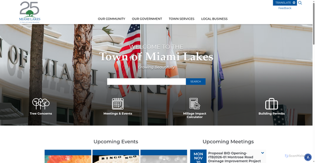 Security scan screenshot of https://www.miamilakes-fl.gov/