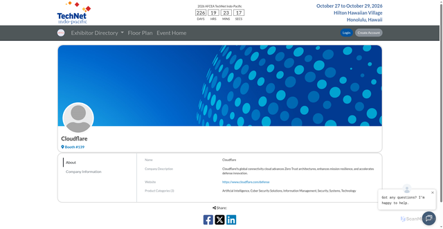 Security scan screenshot of https://tip26.myexpoonline.com/co/cloudflare