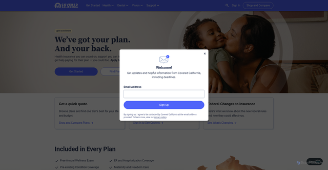 Security scan screenshot of https://www.coveredca.com
