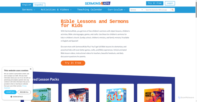 Security scan screenshot of https://sermons4kids.com