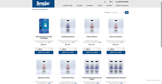 Security scan screenshot of https://online.thermospas.com/category-s/62.htm