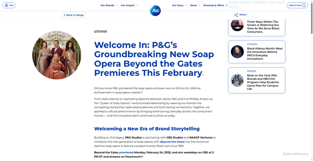 Security scan screenshot of https://us.pg.com/blogs/beyond-the-gates/