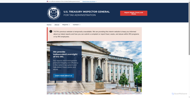 Security scan screenshot of https://www.tigta.gov/