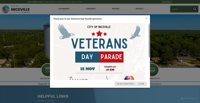 Security scan screenshot of https://cityofniceville.org/