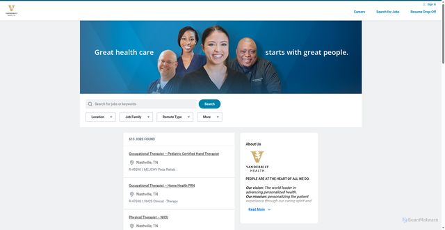 Security scan screenshot of https://vumc.wd1.myworkdayjobs.com/vumccareers