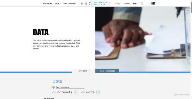 Security scan screenshot of https://electionlab.mit.edu/data