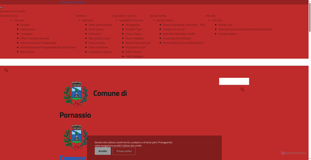 Security scan screenshot of https://www.comune.pornassio.im.it/