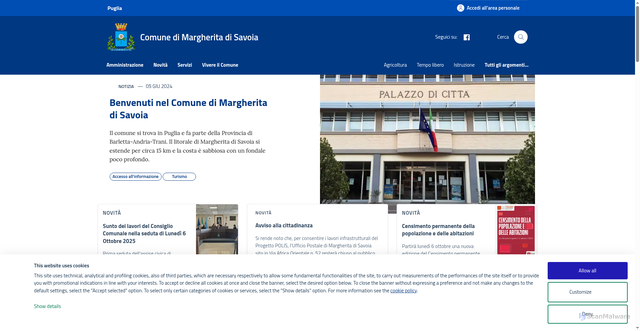 Security scan screenshot of https://www.comune.margheritadisavoia.bt.it/