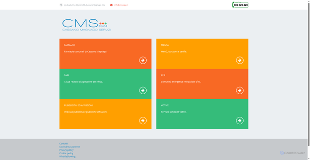 Security scan screenshot of https://www.cms-spa.it/