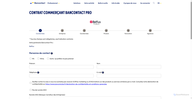 Security scan screenshot of https://belfiuspub.jeveuxbancontactpro.com/