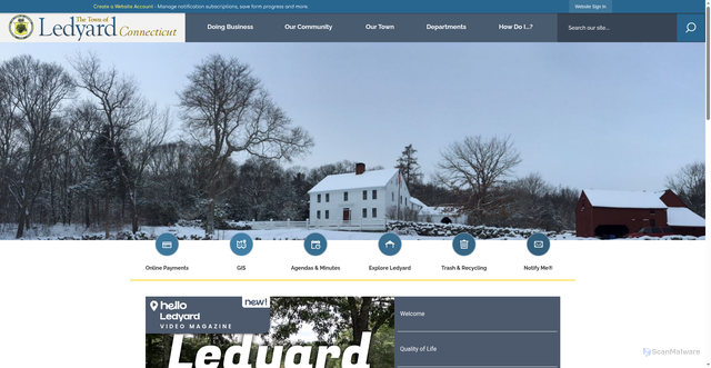 Security scan screenshot of https://www.ledyardct.org/