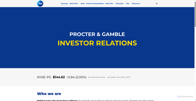 Security scan screenshot of https://www.pginvestor.com/overview/default.aspx