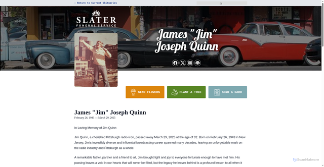 Security scan screenshot of https://obits.slaterfuneral.com/james-quinn