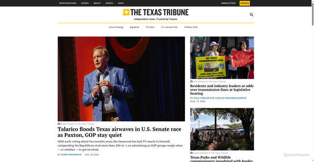 Security scan screenshot of https://www.texastribune.org