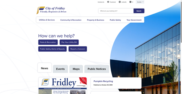 Security scan screenshot of https://www.fridleymn.gov/