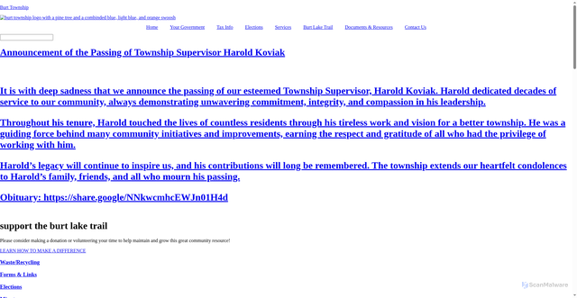 Security scan screenshot of https://burtcheboyganmi.gov/