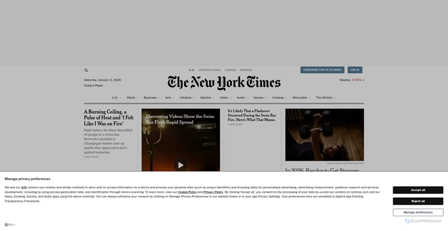 Security scan screenshot of https://nyti.ms