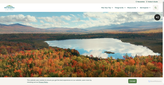 Security scan screenshot of https://www.visitnh.gov/