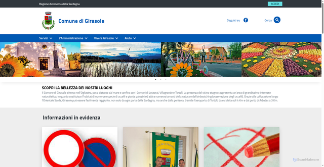 Security scan screenshot of https://www.comune.girasole.og.it/