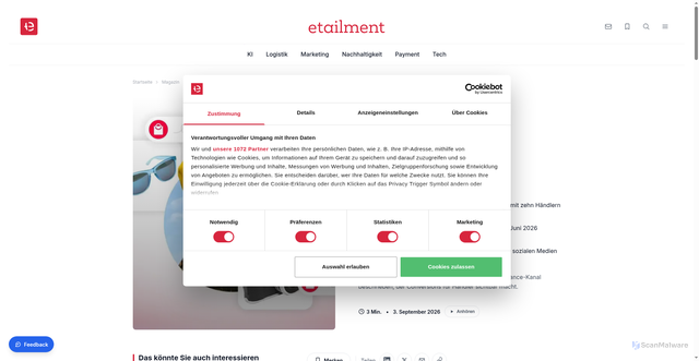 Security scan screenshot of consent.cookiebot.com