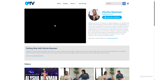 Security scan screenshot of https://of.tv/c/alysha-newman