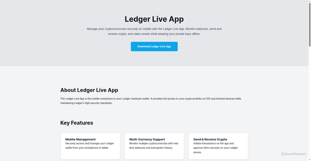 Security scan screenshot of https://startledegrapp.ghost.io/ledger-live-app/
