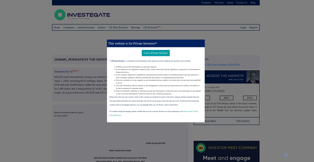 Security scan screenshot of https://www.investegate.co.uk/announcement/rns/permanent-tsb-group-holdings-cdi---ptsb/20260401_permanent-tsb-group_38-5-a-_ie_mli/9505801