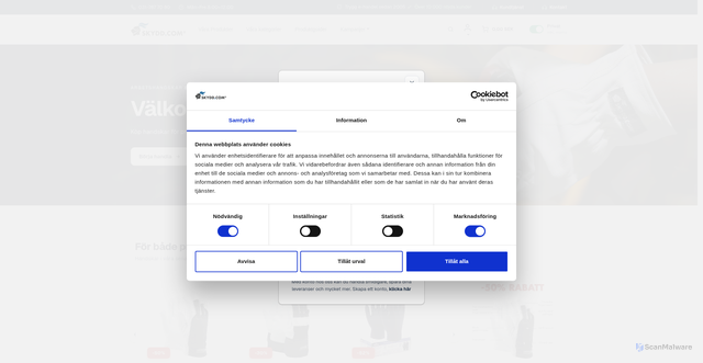 Security scan screenshot of https://skyddshandskar.se