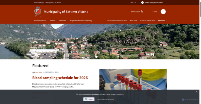 Security scan screenshot of https://www.comune.settimovittone.to.it/it-it/home