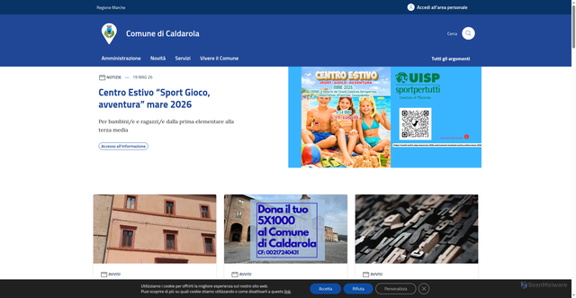 Security scan screenshot of https://www.comune.caldarola.mc.it