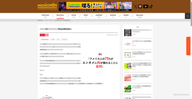 Security scan screenshot of https://www.musicman.co.jp/business/698529