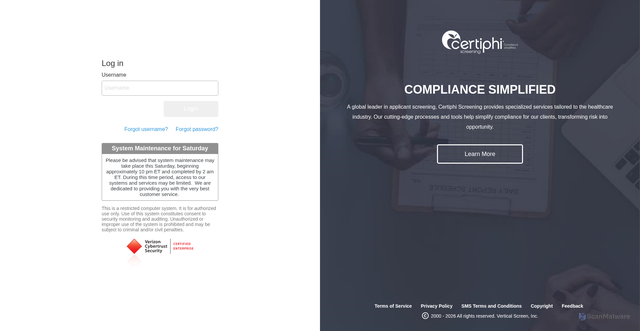 Security scan screenshot of https://v2.mycertiphi.com