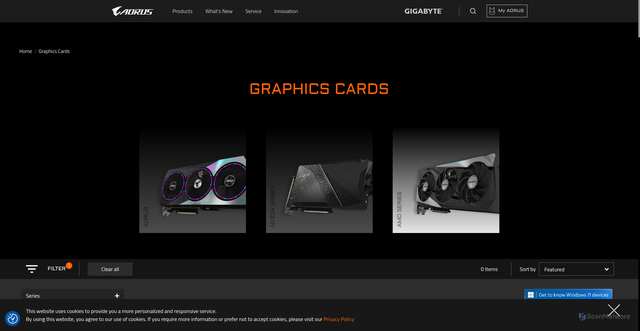Security scan screenshot of https://www.aorus.com/en-us/graphics-cards/amd-series