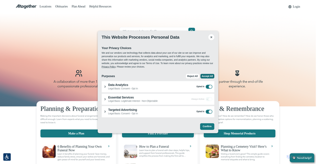 Security scan screenshot of https://altogetherfuneral.com
