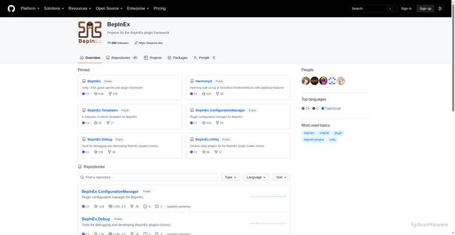 Security scan screenshot of https://bepinex.dev