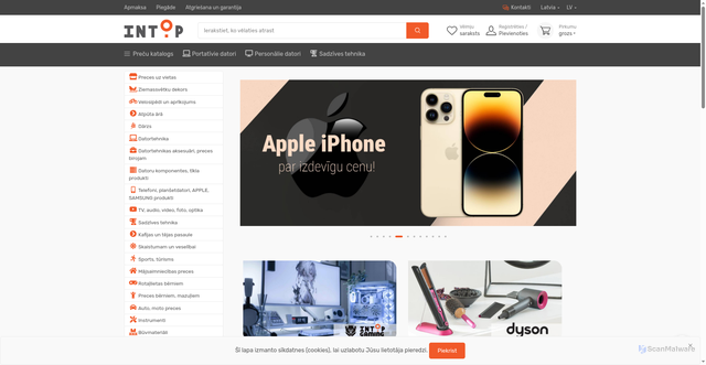 Security scan screenshot of https://intop.lv/