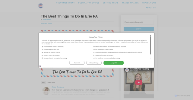 Security scan screenshot of https://www.betterwander.com/destination-guides/best-things-to-do-in-erie-pa/