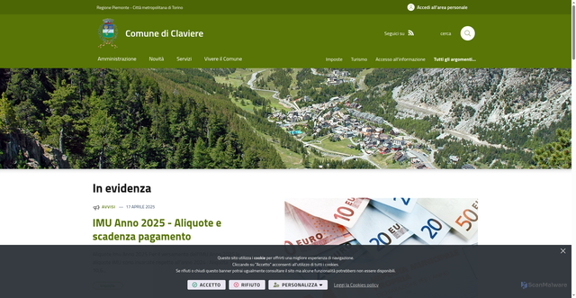 Security scan screenshot of https://www.comune.claviere.to.it/it-it/home