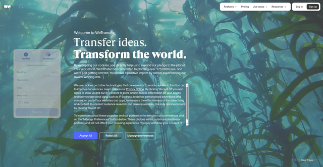 Security scan screenshot of https://wetransfer.com/?utm_campaign=WT_email_tracking