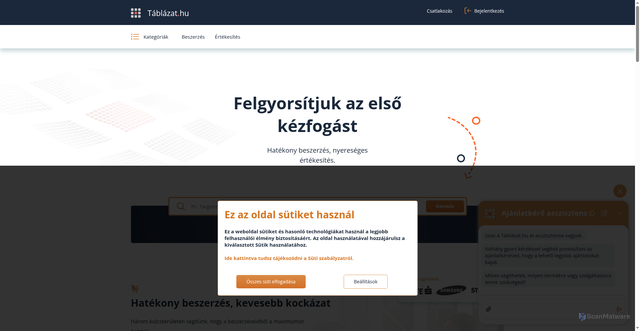 Security scan screenshot of https://www.tablazat.hu